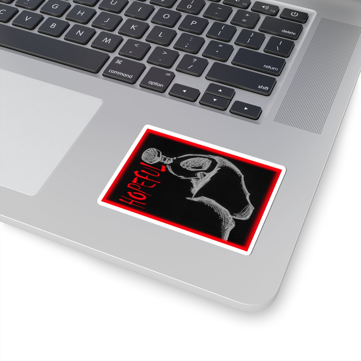 MORBID LUSH - STICKER - HOPEFUL DESIGN - GLOW RED, Kiss-Cut Stickers | Vinyl Decals for Laptop, skate board, Water Bottle, Gift, Planner, Art Decoration