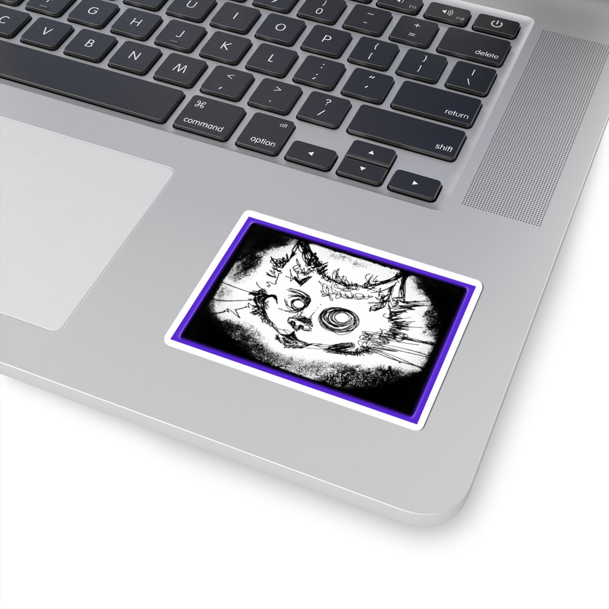 MORBID LUSH - STICKER - MEOW DESIGN - GLOW PURPLE, Kiss-Cut Stickers | Vinyl Decals for Laptop, skate board, Water Bottle, Gift, Planner, Art Decoration