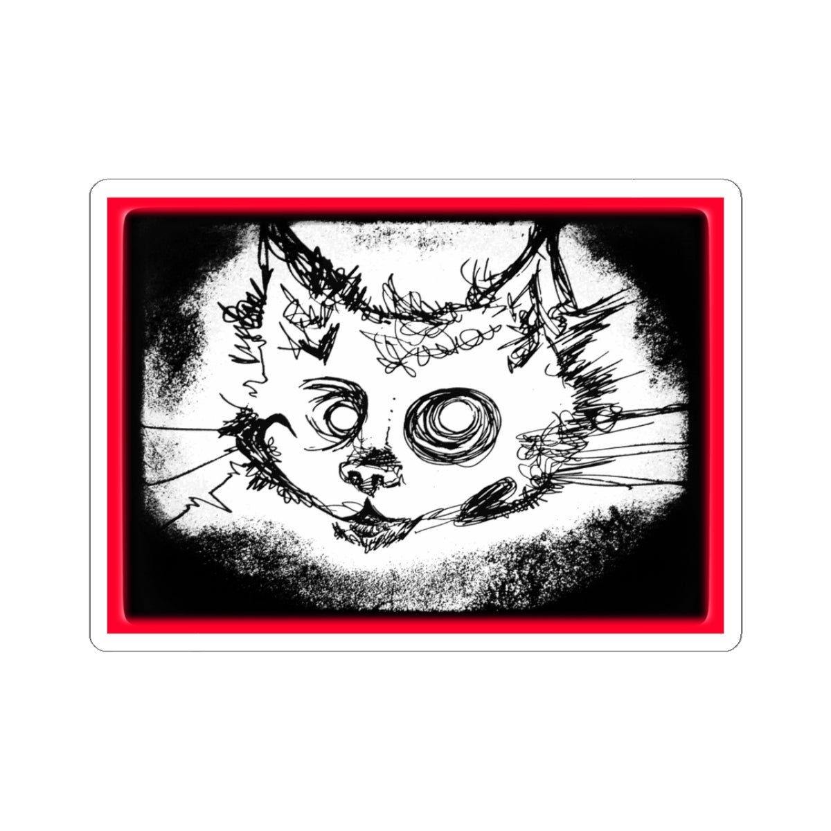 MORBID LUSH - STICKER - MEOW DESIGN - GLOW RED, Kiss-Cut Stickers | Vinyl Decals for Laptop, skate board, Water Bottle, Gift, Planner, Art Decoration