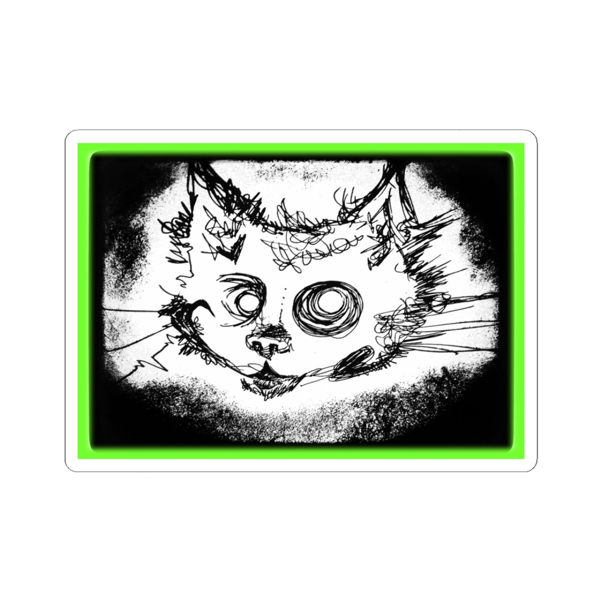 MORBID LUSH - STICKER - MEOW DESIGN - GLOW GREEN, Kiss-Cut Stickers | Vinyl Decals for Laptop, skate board, Water Bottle, Gift, Planner, Art Decoration