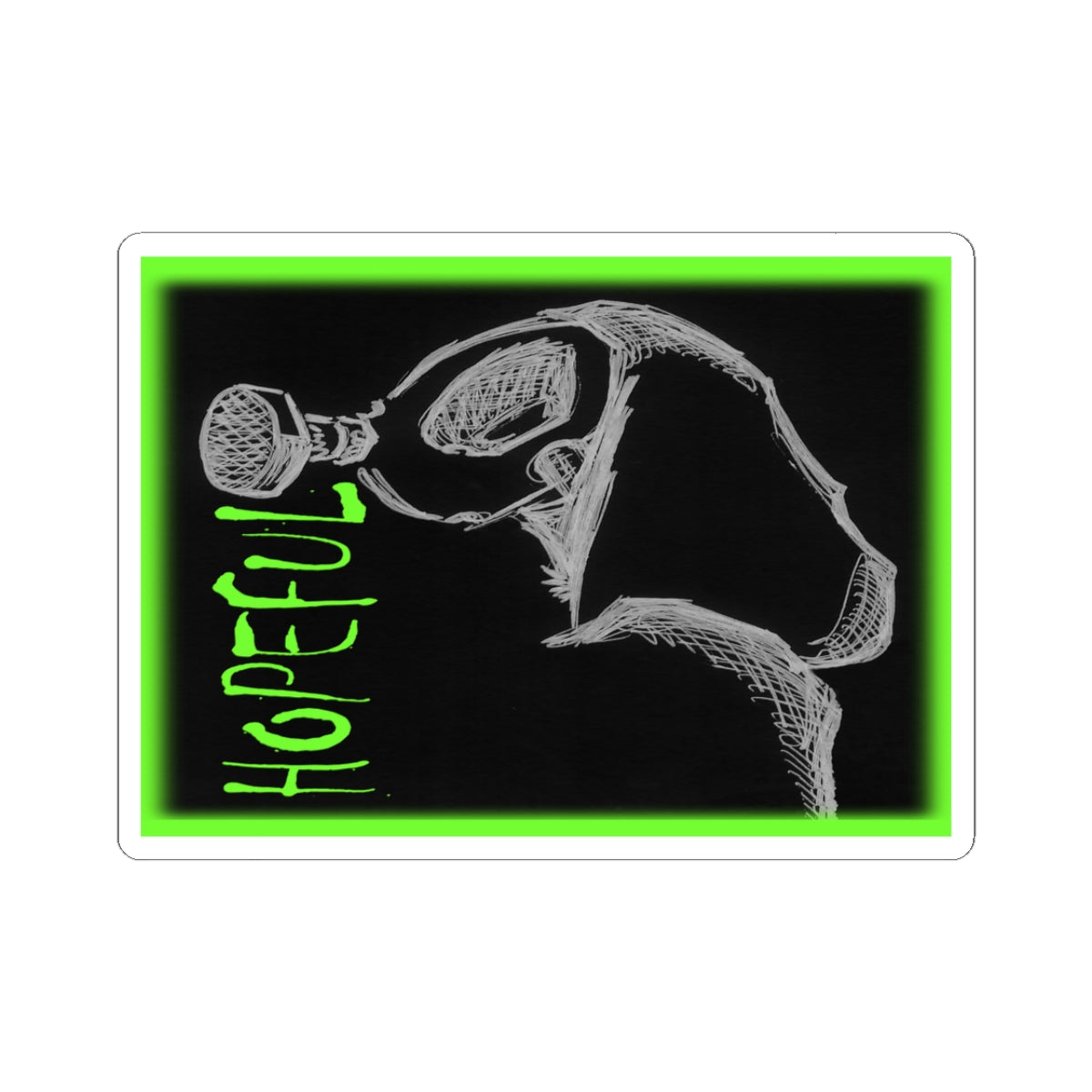 MORBID LUSH - STICKER - HOPEFUL DESIGN - GLOW GREEN, Kiss-Cut Stickers | Vinyl Decals for Laptop, skate board, Water Bottle, Gift, Planner, Art Decoration