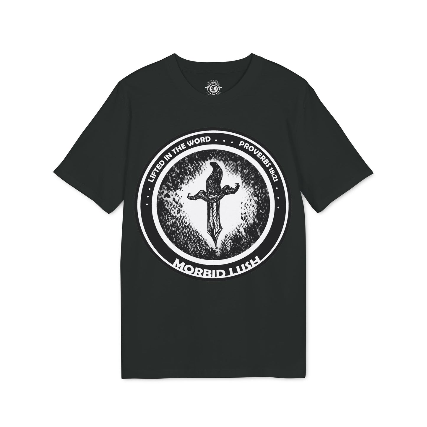 MORBID LUSH - LIFTED IN THE WORD - BLACK GRAPHIC T-SHIRT - Unisex Creator 2.0 Spiritual T-Shirt | Uplifting Apparel for Faith and Expression.