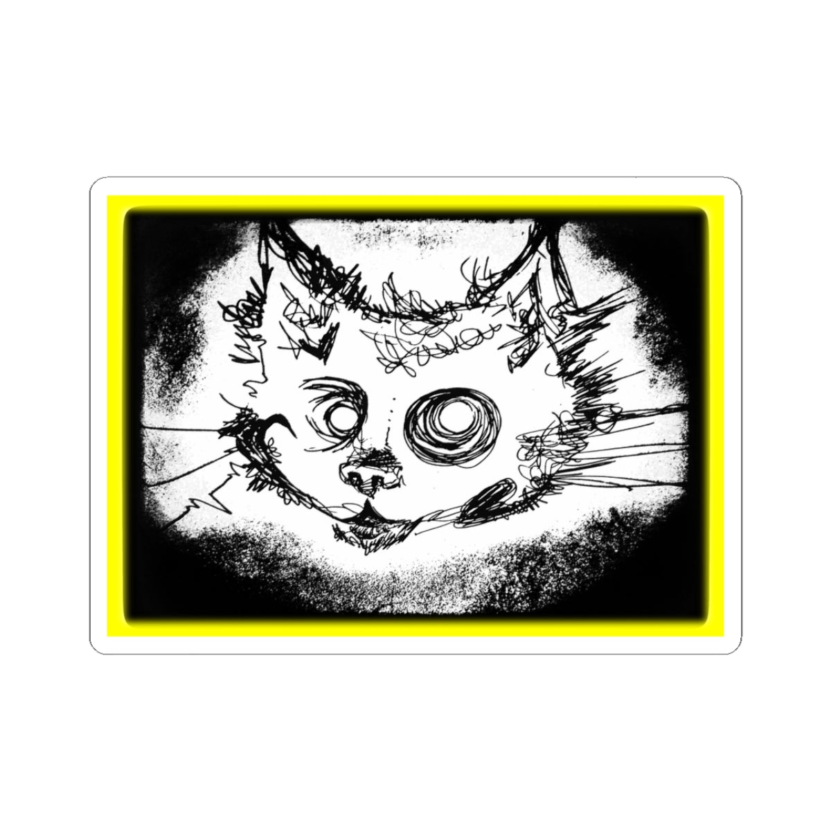 MORBID LUSH - STICKER - MEOW DESIGN - GLOW YELLOW, Kiss-Cut Stickers | Vinyl Decals for Laptop, skate board, Water Bottle, Gift, Planner, Art Decoration