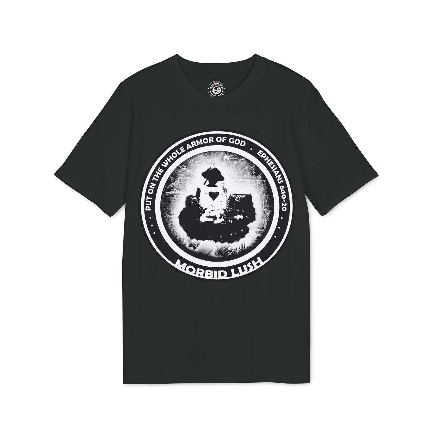 MORBID LUSH - ARMOR OF GOD - BLACK GRAPHIC T-SHIRT - Unisex Creator 2.0 Spiritual T-Shirt | Uplifting Apparel for Faith and Expression.