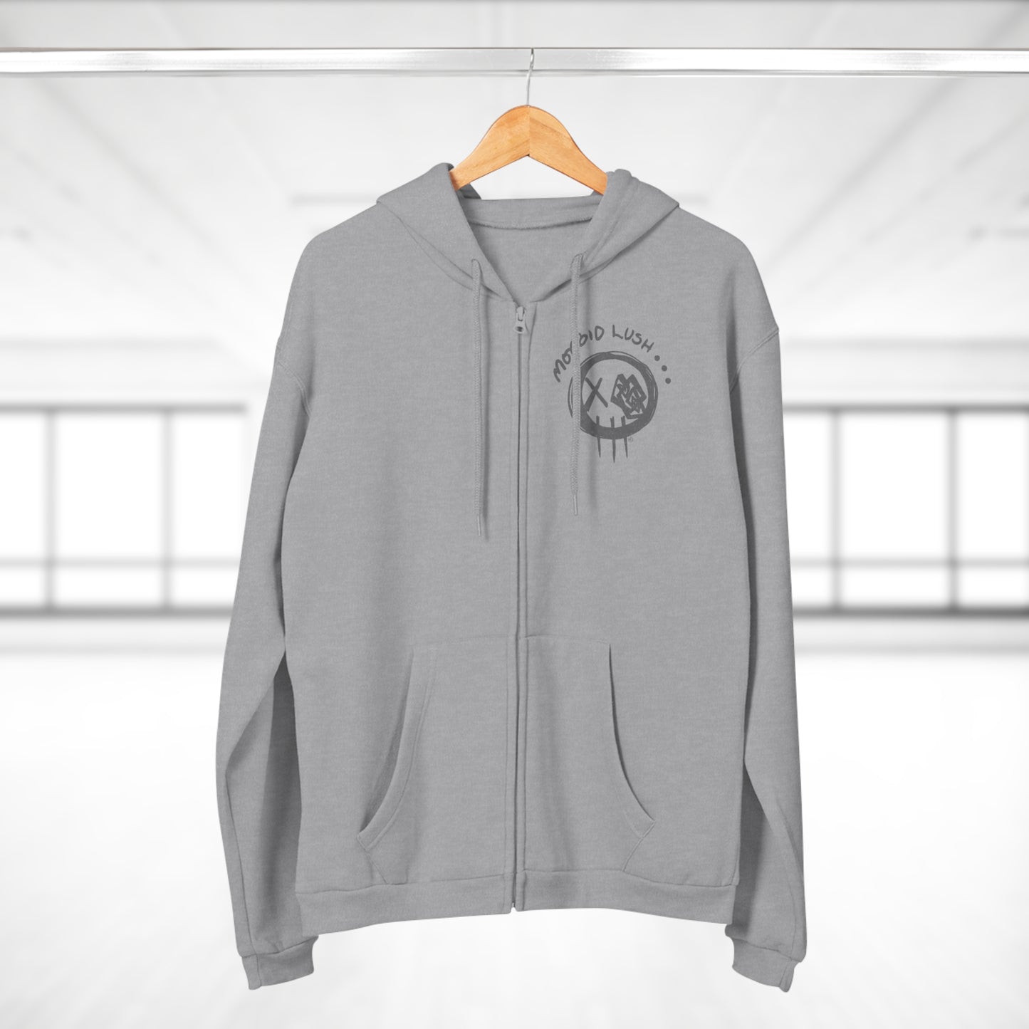 MORBID LUSH - Alaska Family - Heather Grey Zip-Up Hoodie