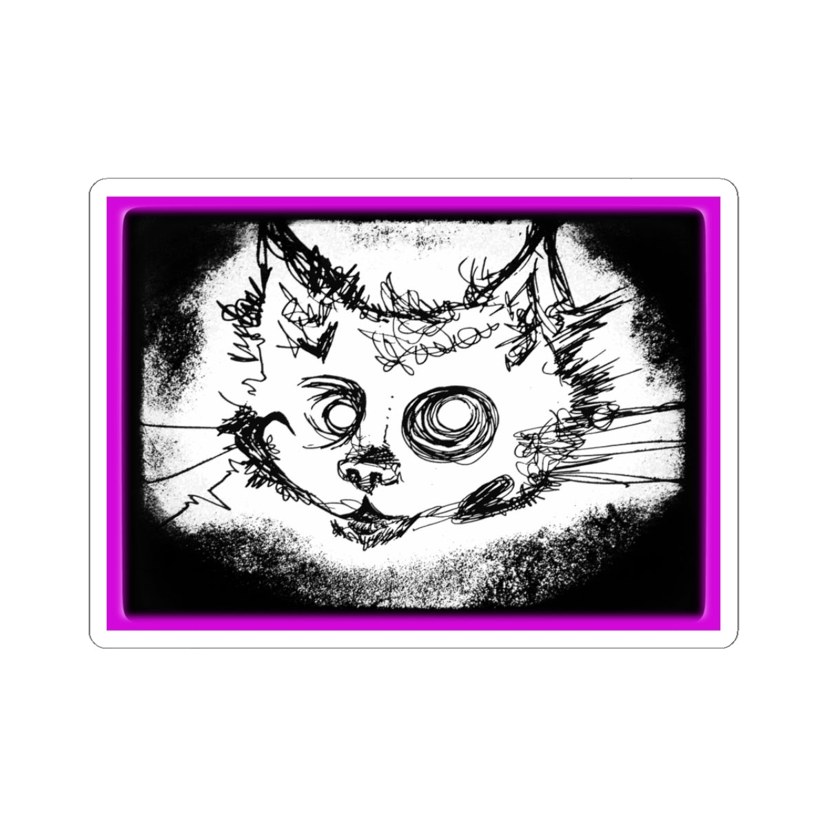 MORBID LUSH - STICKER - MEOW DESIGN - GLOW MAGENTA, Kiss-Cut Stickers | Vinyl Decals for Laptop, skate board, Water Bottle, Gift, Planner, Art Decoration