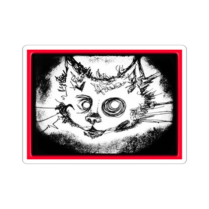 MORBID LUSH - STICKER - MEOW DESIGN - GLOW RED, Kiss-Cut Stickers | Vinyl Decals for Laptop, skate board, Water Bottle, Gift, Planner, Art Decoration