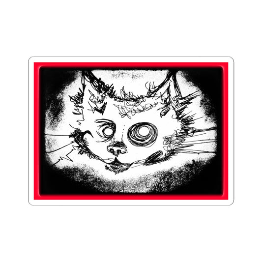 MORBID LUSH - STICKER - MEOW DESIGN - GLOW RED, Kiss-Cut Stickers | Vinyl Decals for Laptop, skate board, Water Bottle, Gift, Planner, Art Decoration