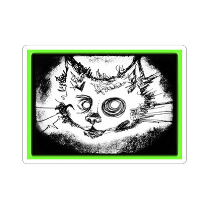 MORBID LUSH - STICKER - MEOW DESIGN - GLOW GREEN, Kiss-Cut Stickers | Vinyl Decals for Laptop, skate board, Water Bottle, Gift, Planner, Art Decoration