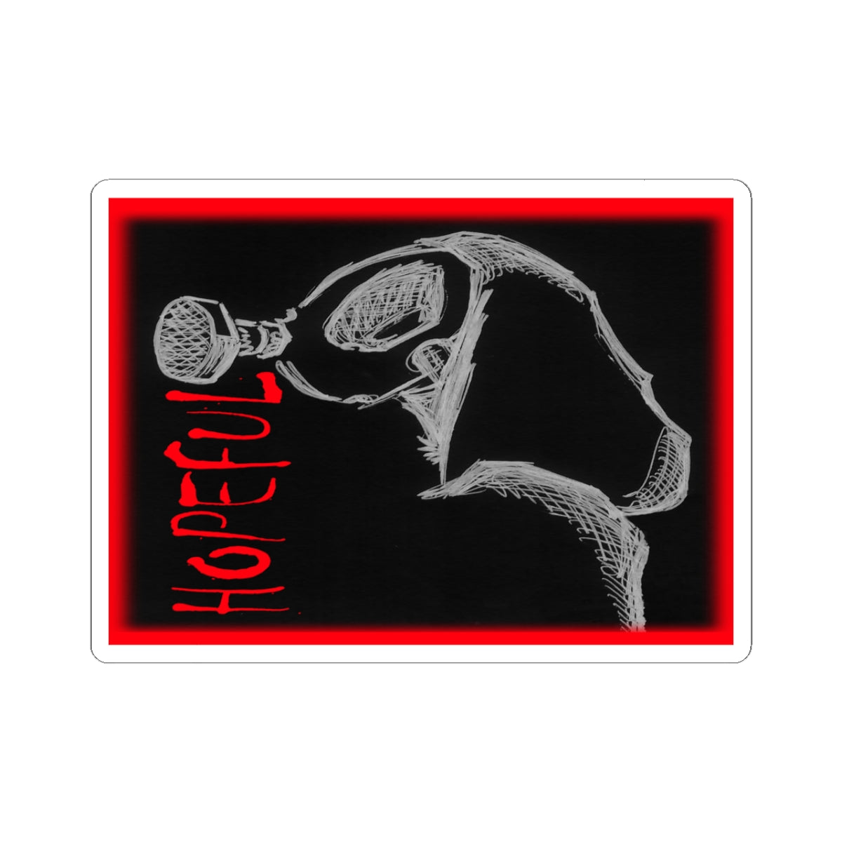 MORBID LUSH - STICKER - HOPEFUL DESIGN - GLOW RED, Kiss-Cut Stickers | Vinyl Decals for Laptop, skate board, Water Bottle, Gift, Planner, Art Decoration