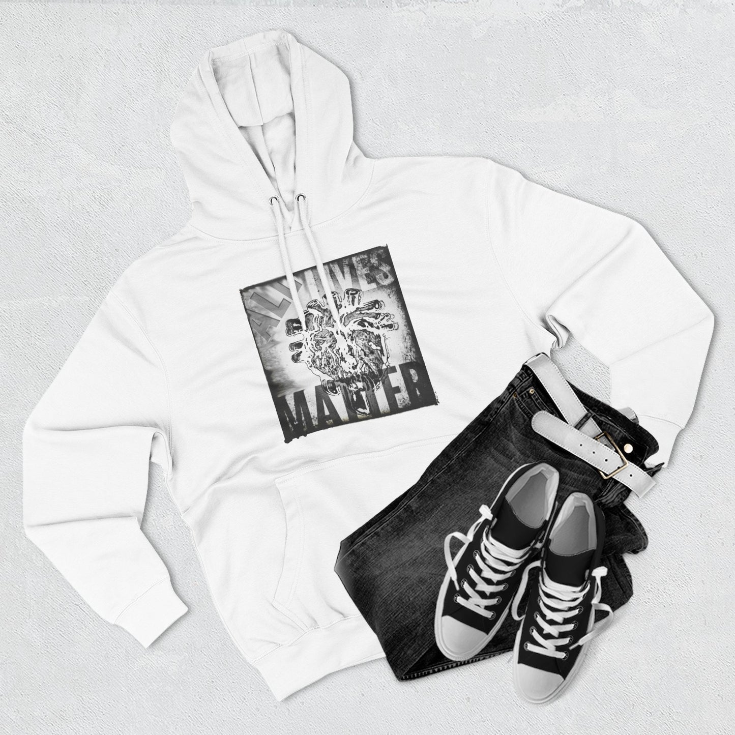 MORBID LUSH - ALL LIVES MATTER - WHITE FLEECE HOODIE - Cozy Streetwear, Spiritual Gift, Trendy Unisex Apparel