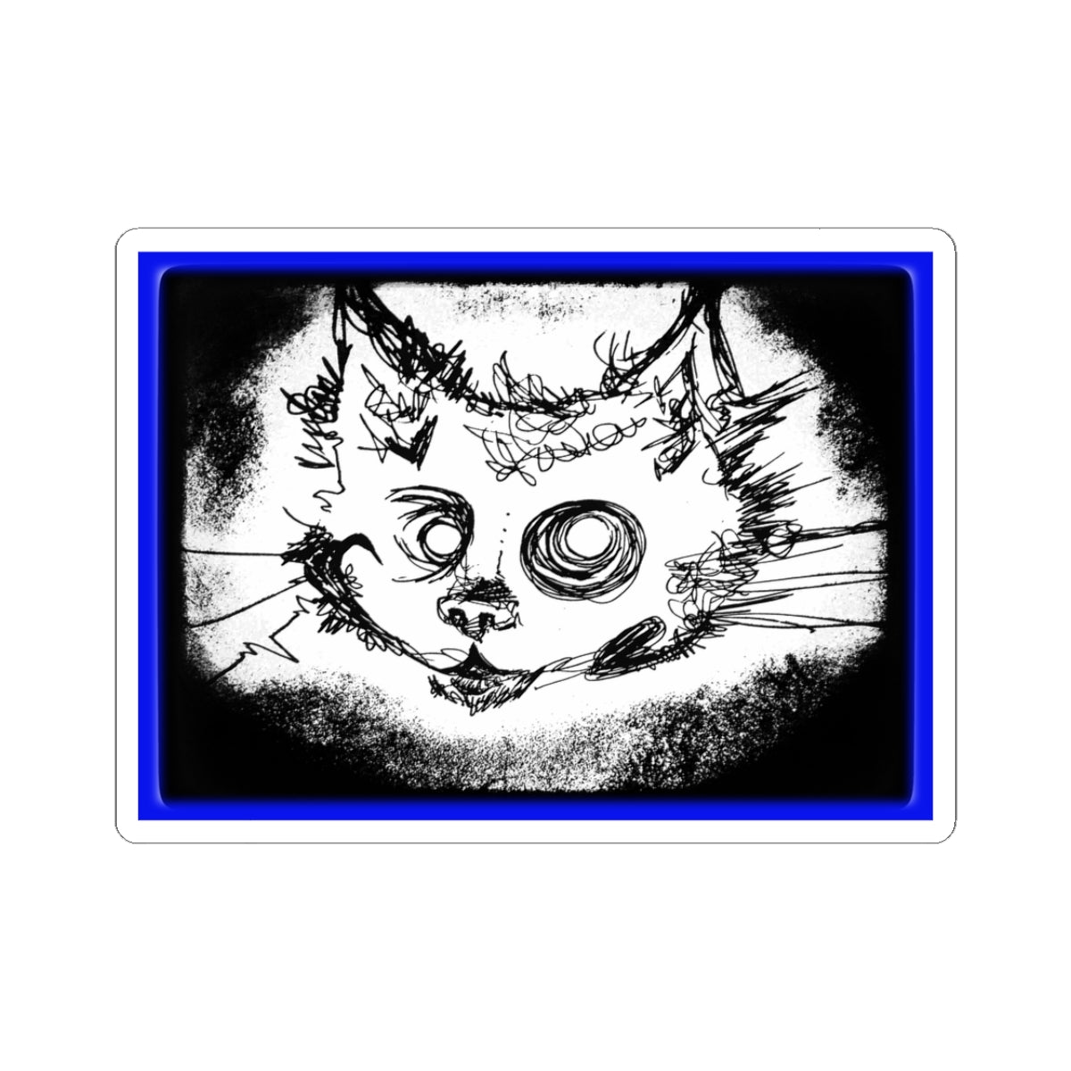 MORBID LUSH - STICKER - MEOW DESIGN - GLOW ROYAL BLUE, Kiss-Cut Stickers | Vinyl Decals for Laptop, skate board, Water Bottle, Gift, Planner, Art Decoration