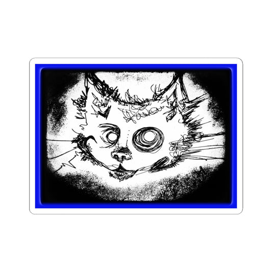 MORBID LUSH - STICKER - MEOW DESIGN - GLOW ROYAL BLUE, Kiss-Cut Stickers | Vinyl Decals for Laptop, skate board, Water Bottle, Gift, Planner, Art Decoration