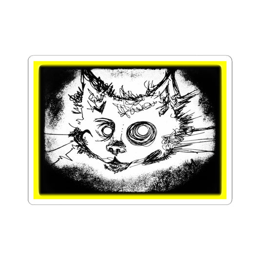 MORBID LUSH - STICKER -  MEOW DESIGN - GLOW YELLOW, Kiss-Cut Stickers | Vinyl Decals for Laptop, skate board, Water Bottle, Gift, Planner, Art Decoration