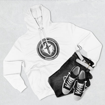 MORBID LUSH - LIFTED IN THE WORD - WHITE FLEECE HOODIE - Cozy Streetwear, Spiritual Gift, Trendy Unisex Apparel