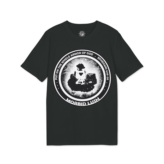 MORBID LUSH - ARMOR OF GOD - BLACK GRAPHIC T-SHIRT - Unisex Creator 2.0 Spiritual T-Shirt | Uplifting Apparel for Faith and Expression.