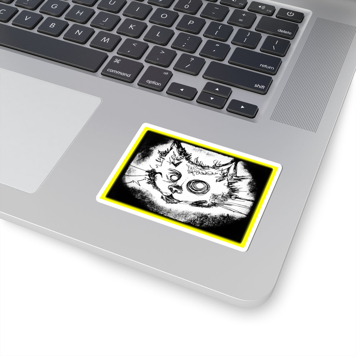 MORBID LUSH - STICKER -  MEOW DESIGN - GLOW YELLOW, Kiss-Cut Stickers | Vinyl Decals for Laptop, skate board, Water Bottle, Gift, Planner, Art Decoration