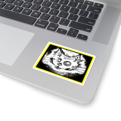 MORBID LUSH - STICKER -  MEOW DESIGN - GLOW YELLOW, Kiss-Cut Stickers | Vinyl Decals for Laptop, skate board, Water Bottle, Gift, Planner, Art Decoration