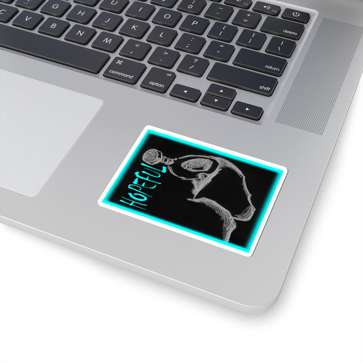 MORBID LUSH - STICKER - HOPEFUL DESIGN - GLOW LIGHT BLUE, Kiss-Cut Stickers | Vinyl Decals for Laptop, skate board, Water Bottle, Gift, Planner, Art Decoration