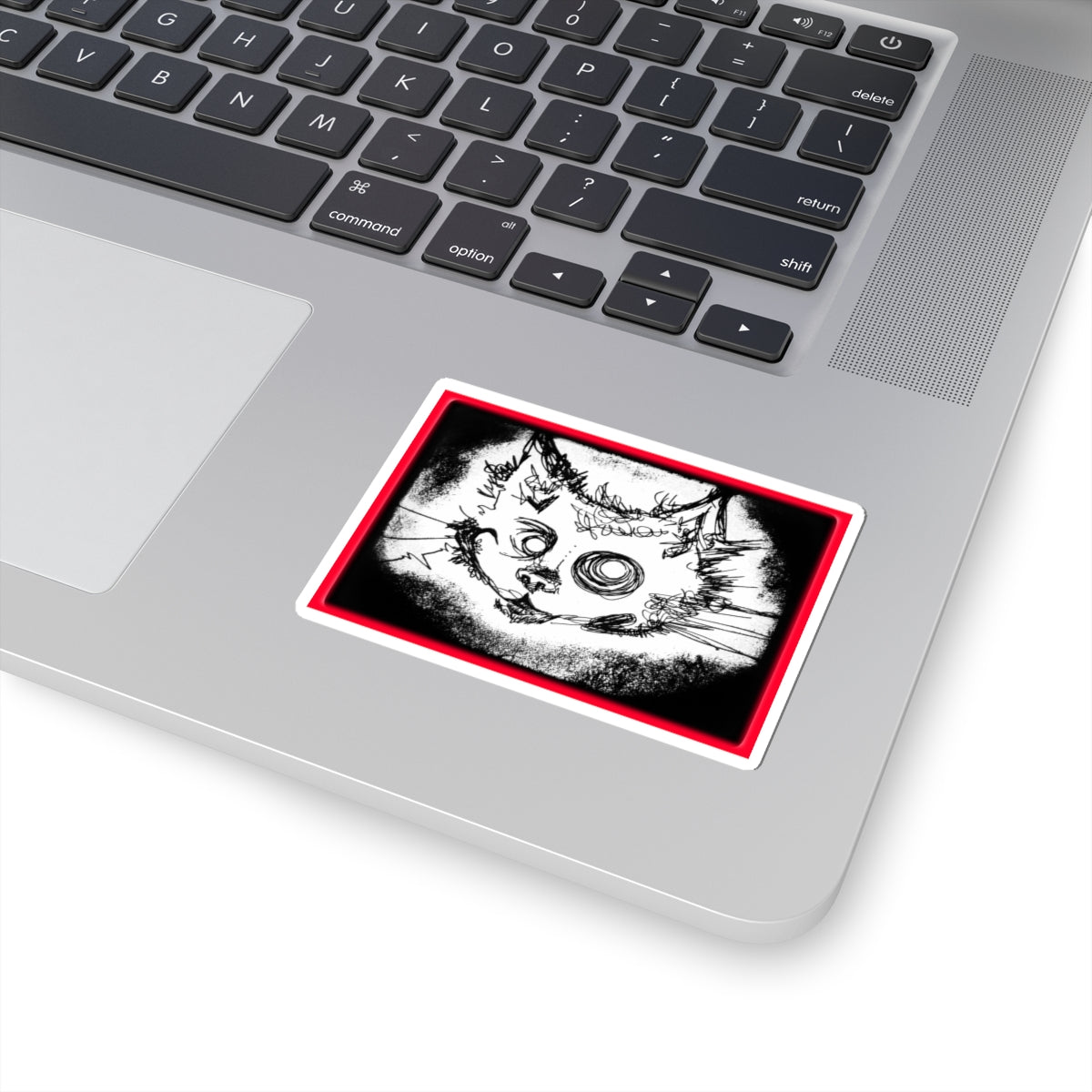 MORBID LUSH - STICKER - MEOW DESIGN - GLOW RED, Kiss-Cut Stickers | Vinyl Decals for Laptop, skate board, Water Bottle, Gift, Planner, Art Decoration