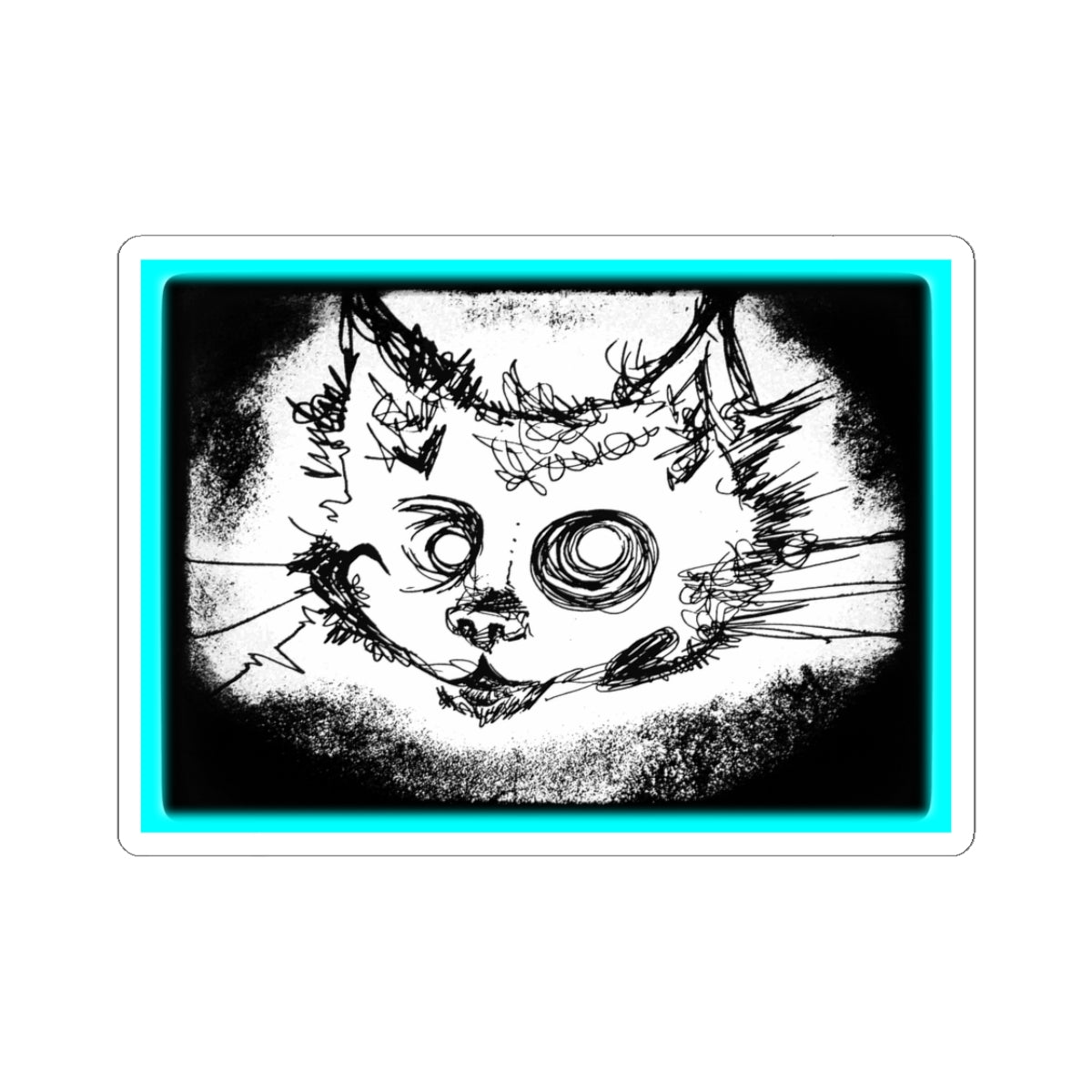MORBID LUSH - STICKER - MEOW DESIGN - GLOW LIGHT BLUE, Kiss-Cut Stickers | Vinyl Decals for Laptop, skate board, Water Bottle, Gift, Planner, Art Decoration