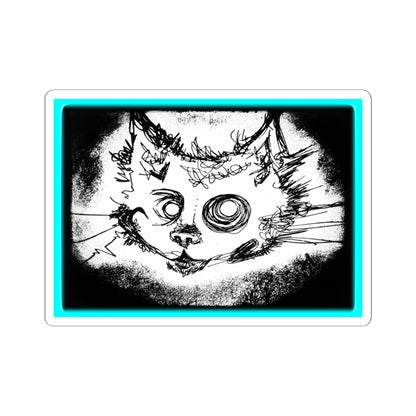 MORBID LUSH - STICKER - MEOW DESIGN - GLOW LIGHT BLUE, Kiss-Cut Stickers | Vinyl Decals for Laptop, skate board, Water Bottle, Gift, Planner, Art Decoration