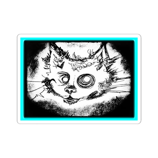 MORBID LUSH - STICKER - MEOW DESIGN - GLOW LIGHT BLUE, Kiss-Cut Stickers | Vinyl Decals for Laptop, skate board, Water Bottle, Gift, Planner, Art Decoration