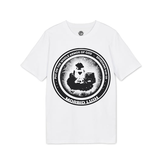 MORBID LUSH - ARMOR OF GOD - WHITE GRAPHIC T-SHIRT - Unisex Creator 2.0 Spiritual T-Shirt | Uplifting Apparel for Faith and Expression.