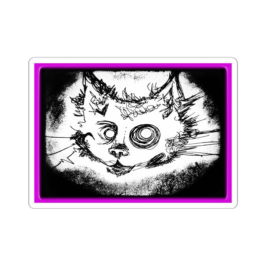 MORBID LUSH - STICKER - MEOW DESIGN - GLOW MAGENTA, Kiss-Cut Stickers | Vinyl Decals for Laptop, skate board, Water Bottle, Gift, Planner, Art Decoration