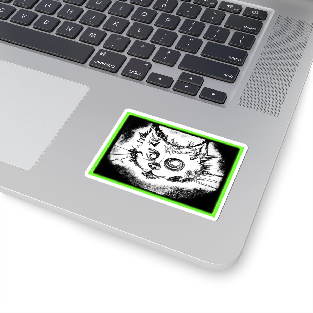 MORBID LUSH - STICKER - MEOW DESIGN - GLOW GREEN, Kiss-Cut Stickers | Vinyl Decals for Laptop, skate board, Water Bottle, Gift, Planner, Art Decoration