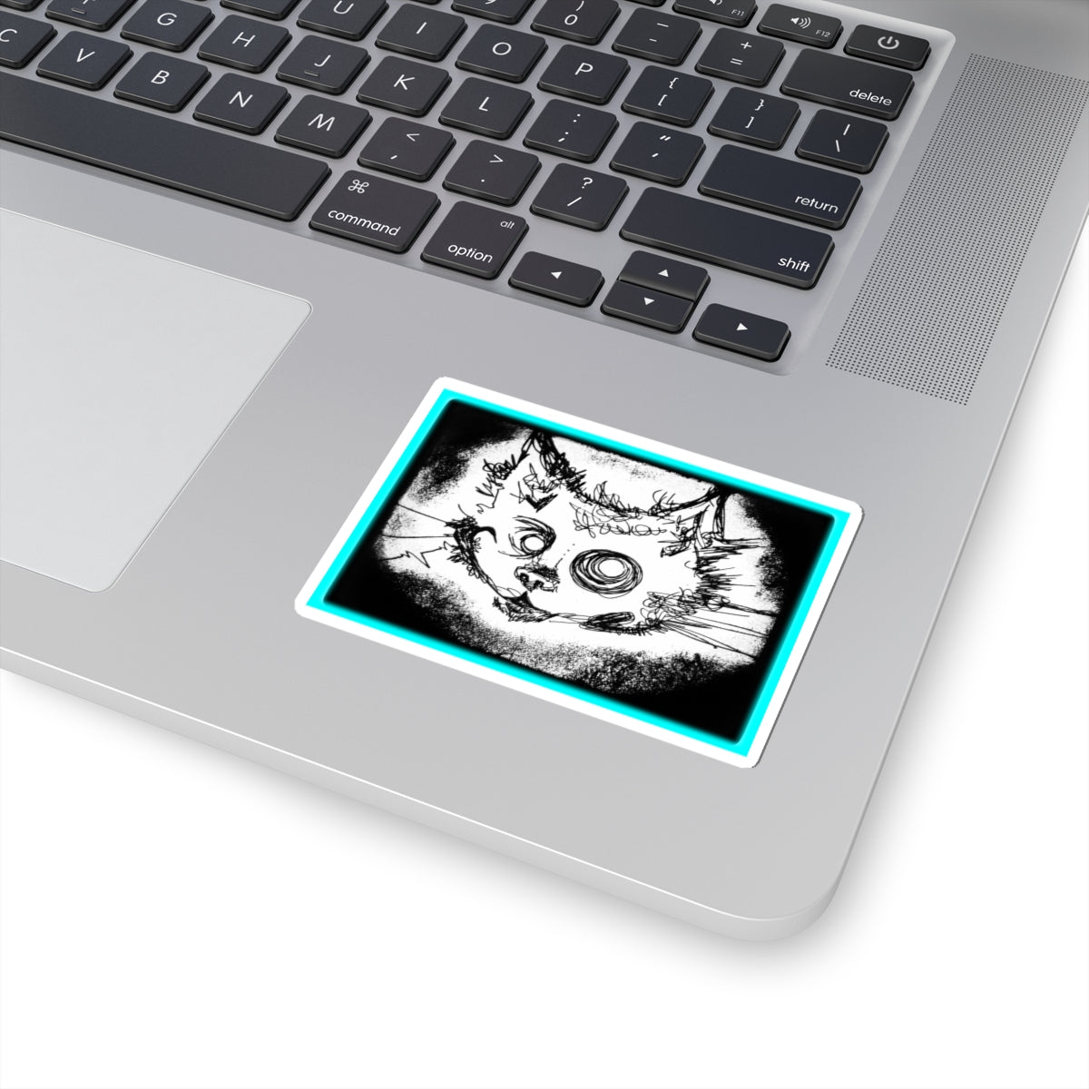 MORBID LUSH - STICKER - MEOW DESIGN - GLOW LIGHT BLUE, Kiss-Cut Stickers | Vinyl Decals for Laptop, skate board, Water Bottle, Gift, Planner, Art Decoration