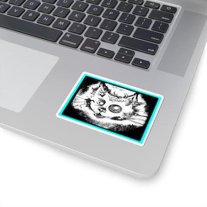MORBID LUSH - STICKER - MEOW DESIGN - GLOW LIGHT BLUE, Kiss-Cut Stickers | Vinyl Decals for Laptop, skate board, Water Bottle, Gift, Planner, Art Decoration