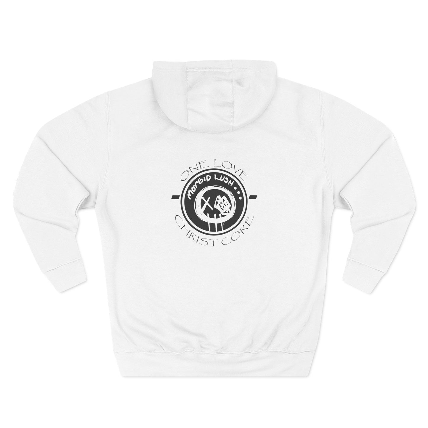 MORBID LUSH - LIFTED IN THE WORD - WHITE FLEECE HOODIE - Cozy Streetwear, Spiritual Gift, Trendy Unisex Apparel