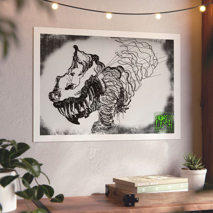 MORBID LUSH - UNRAVELED PRINT - CHESHIRE CAT - BLACK & WHITE GLOW  Wall Art