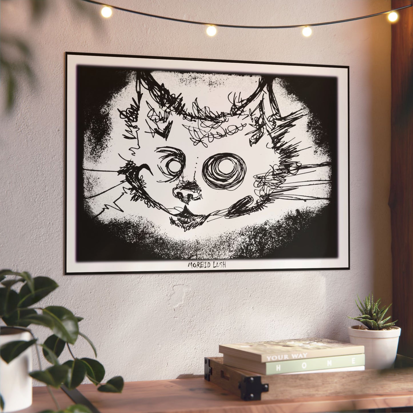 MORBID LUSH - MEOW PRINT GLOW WHITE - Wall Art | Home Decor - BLACK LIGHT ART